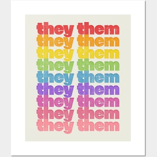 They/Them Pronouns - - - Retro Style Design Posters and Art